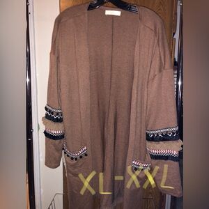 Brown Sweater with Embellished Sleeves